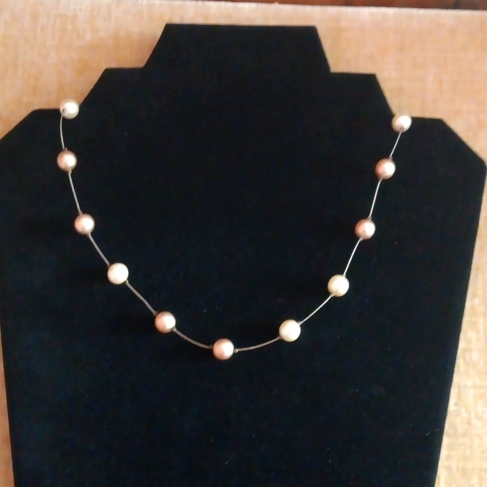 Faux Pearl Wire Beaded Choker